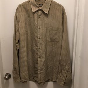SOFT! George mens sueded XL Button up dress shirt- Beige/Tan print